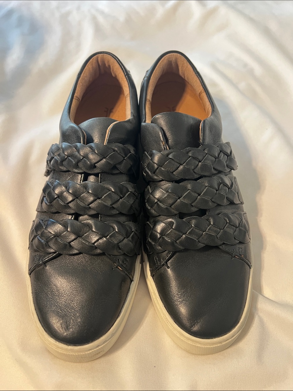 Frye Black Braided Leather Women’s Sneakers